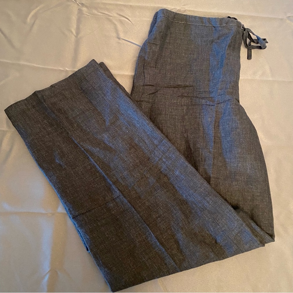 French Connection linen/viscose women’s gray drawstring and button fly pants
